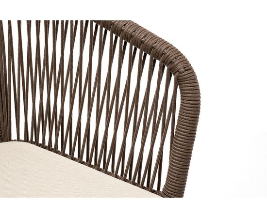 "Марсель" стул плетеный из роупа, основание дуб, роуп коричневый круглый, ткань бежевая 15052, изображение 4 | Интернет магазин мебели и декора LifeDekor