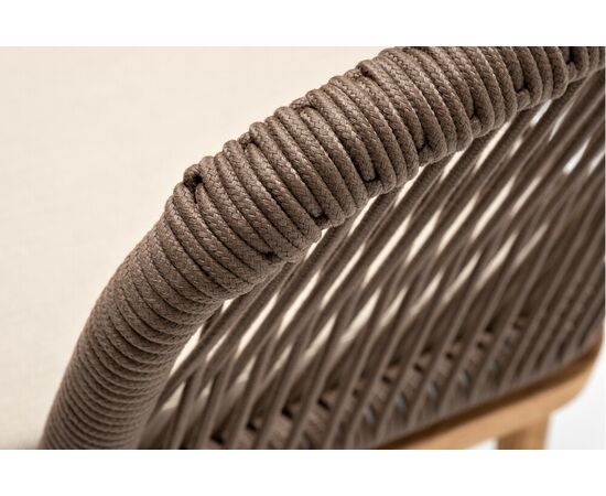 "Марсель" стул плетеный из роупа, основание дуб, роуп коричневый круглый, ткань бежевая 15052, изображение 5 | Интернет магазин мебели и декора LifeDekor