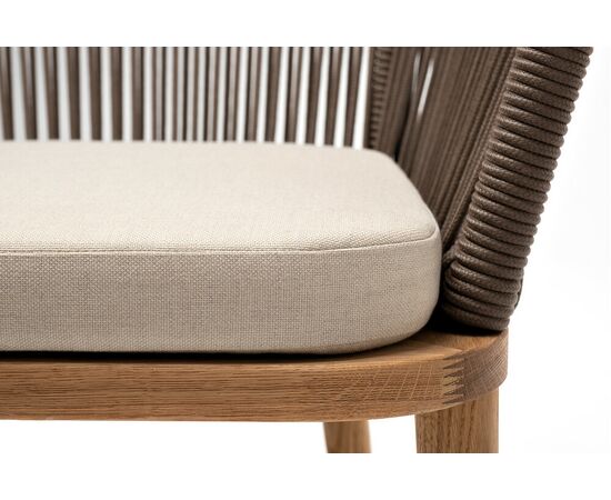 "Марсель" стул плетеный из роупа, основание дуб, роуп коричневый круглый, ткань бежевая 15052, изображение 8 | Интернет магазин мебели и декора LifeDekor