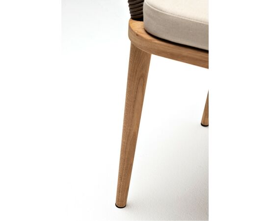 "Марсель" стул плетеный из роупа, основание дуб, роуп коричневый круглый, ткань бежевая 15052, изображение 9 | Интернет магазин мебели и декора LifeDekor