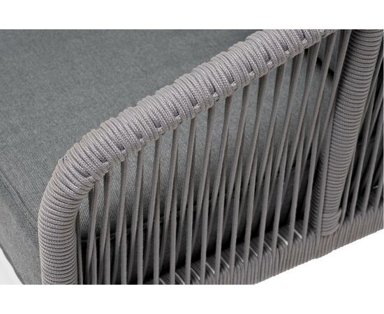 "Канны" диван 3-местный плетеный из роупа, каркас алюминий белый муар, роуп светло-серый круглый, ткань темно-серая 027, изображение 4 | Интернет магазин мебели и декора LifeDekor