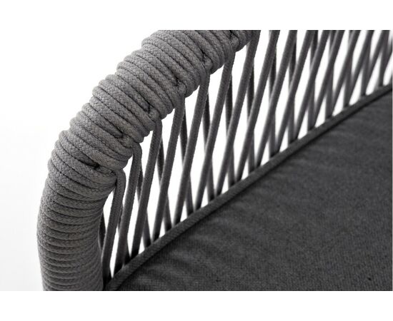 "Канны" диван 3-местный плетеный из роупа, каркас алюминий белый муар, роуп светло-серый круглый, ткань темно-серая 027, изображение 6 | Интернет магазин мебели и декора LifeDekor