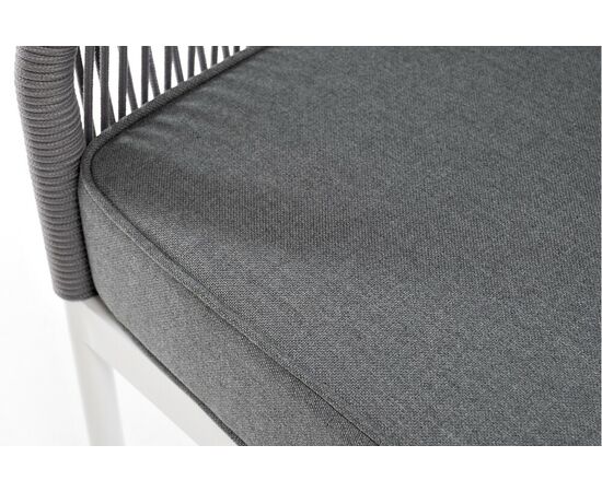 "Канны" диван 3-местный плетеный из роупа, каркас алюминий белый муар, роуп светло-серый круглый, ткань темно-серая 027, изображение 9 | Интернет магазин мебели и декора LifeDekor