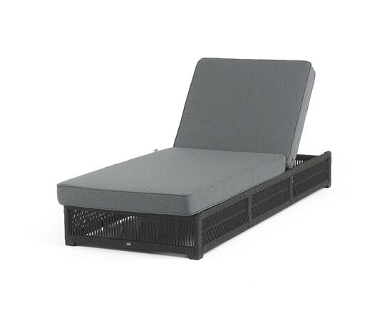 "Ривьера" шезлонг плетеный из роупа, каркас алюминий темно-серый (RAL7024) муар, роуп темно-серый круглый, ткань темно-серая 027, изображение 3 | Интернет магазин мебели и декора LifeDekor