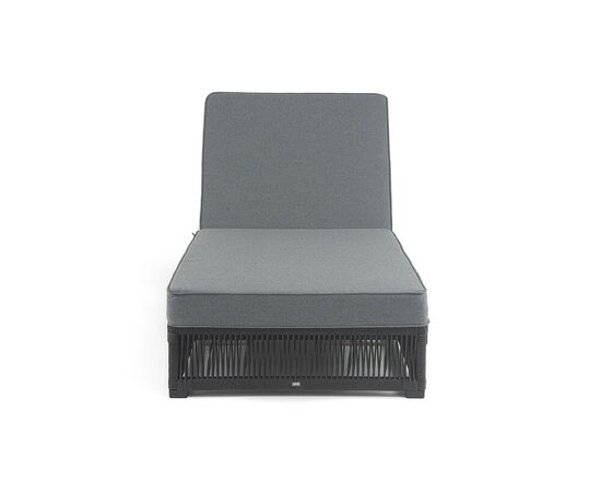 "Ривьера" шезлонг плетеный из роупа, каркас алюминий темно-серый (RAL7024) муар, роуп темно-серый круглый, ткань темно-серая 027, изображение 4 | Интернет магазин мебели и декора LifeDekor