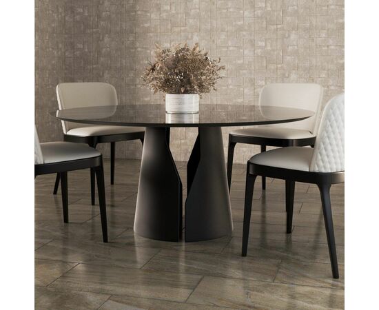 Стол круглый GIO 120, керамика глянцевая, черная | Интернет магазин мебели и декора LifeDekor