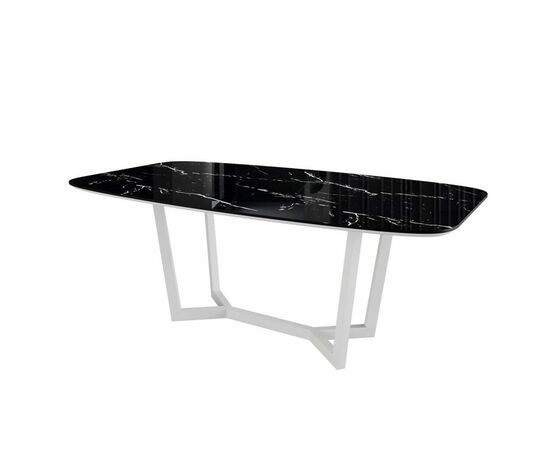 Стол овальный BENZ 180, керамика глянцевая, черная | Интернет магазин мебели и декора LifeDekor