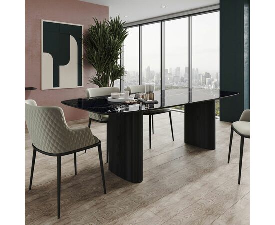 Стол обеденный Nolan 200, керамика глянцевая / две опоры овал, изображение 2 | Интернет магазин мебели и декора LifeDekor