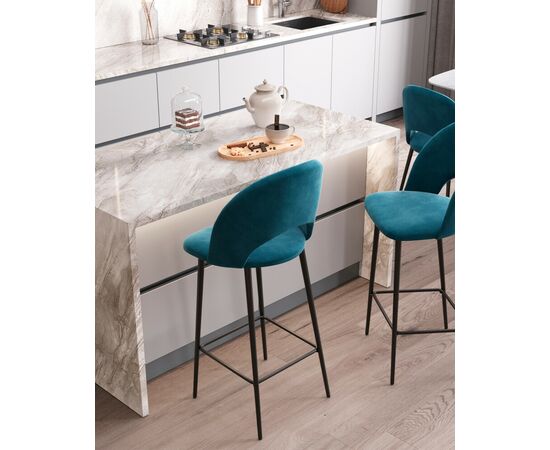 Стул барный Меган SN велюр пыльно-синий, изображение 3 | Интернет магазин мебели и декора LifeDekor