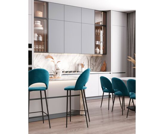 Стул барный Меган SN велюр пыльно-синий, изображение 4 | Интернет магазин мебели и декора LifeDekor