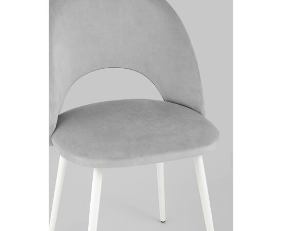 Стул Меган SN велюр светло-серый белые ножки, изображение 10 | Интернет магазин мебели и декора LifeDekor