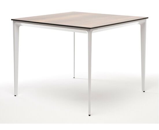 "Малага" обеденный стол из HPL 90х90см, цвет "дуб", каркас белый | Интернет магазин мебели и декора LifeDekor