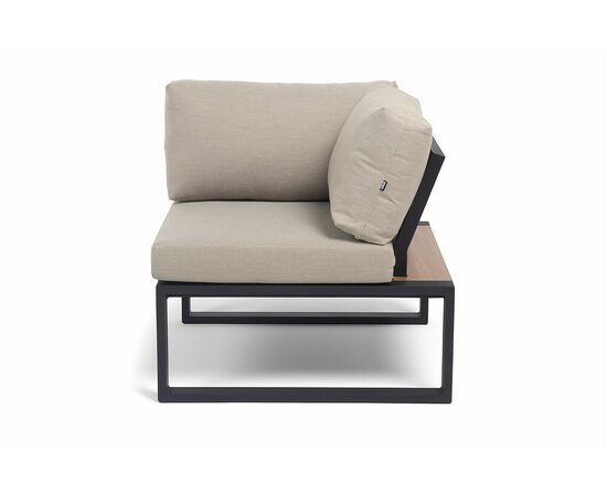 "Тулон" угловой модуль, каркас алюминий, HPL "дуб", черный муар, ткань бежевая 15052, изображение 4 | Интернет магазин мебели и декора LifeDekor