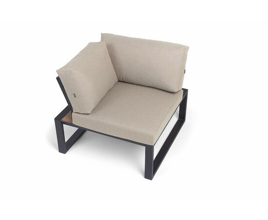 "Тулон" угловой модуль, каркас алюминий, HPL "дуб", черный муар, ткань бежевая 15052, изображение 5 | Интернет магазин мебели и декора LifeDekor