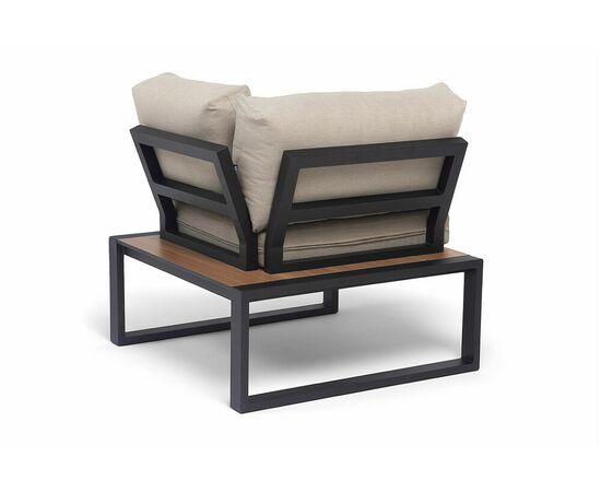 "Тулон" угловой модуль, каркас алюминий, HPL "дуб", черный муар, ткань бежевая 15052, изображение 6 | Интернет магазин мебели и декора LifeDekor