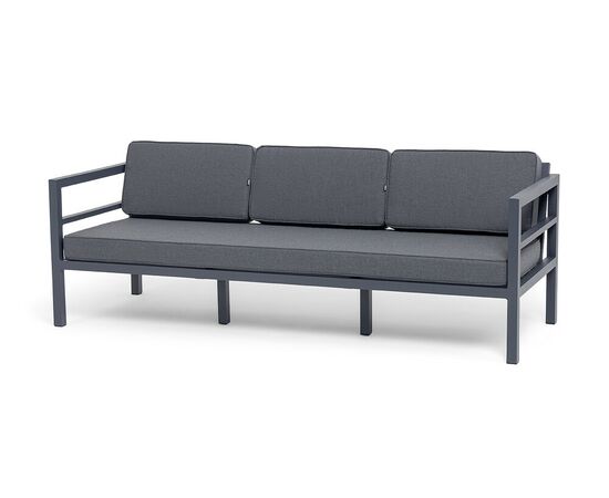 "Эстелья" диван 3-местный, каркас алюминий темно-серый (RAL7024) муар, ткань темно-серая 027 | Интернет магазин мебели и декора LifeDekor