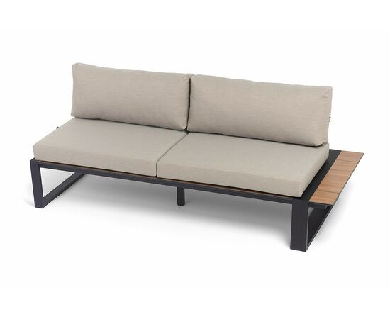 "Тулон" левый модуль, каркас алюминий, HPL "дуб", черный муар, ткань бежевая 15052 | Интернет магазин мебели и декора LifeDekor