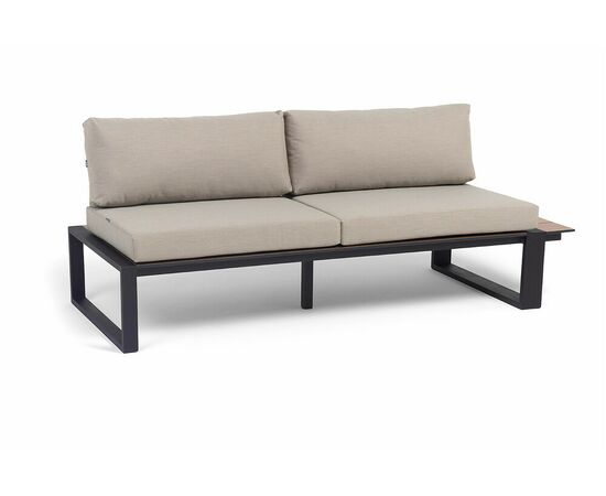 "Тулон" левый модуль, каркас алюминий, HPL "дуб", черный муар, ткань бежевая 15052, изображение 2 | Интернет магазин мебели и декора LifeDekor