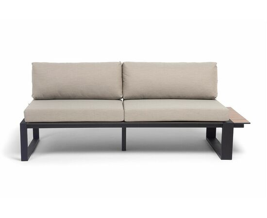 "Тулон" левый модуль, каркас алюминий, HPL "дуб", черный муар, ткань бежевая 15052, изображение 3 | Интернет магазин мебели и декора LifeDekor