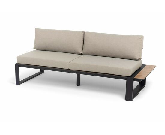 "Тулон" левый модуль, каркас алюминий, HPL "дуб", черный муар, ткань бежевая 15052, изображение 4 | Интернет магазин мебели и декора LifeDekor