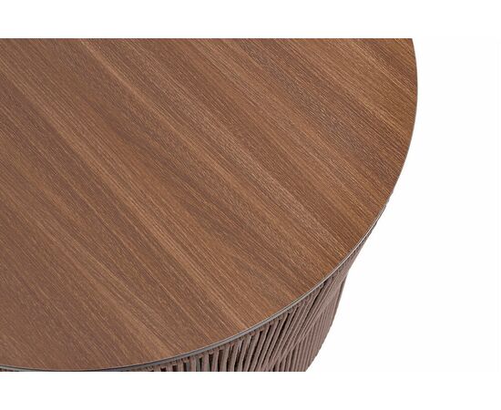 "Авиньон" журнальный стол из HPL круглый Ø70 H55, каркас из алюминия коричневый (RAL8016) муар, цвет "дуб", роуп коричневый круглый, изображение 2 | Интернет магазин мебели и декора LifeDekor