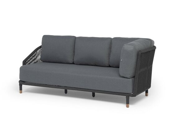 "Верона" правый-угол модуль плетеный из роупа, каркас алюминий темно-серый (RAL7024) муар, роуп темно-серый круглый, ткань темно-серая 027, L220х89 | Интернет магазин мебели и декора LifeDekor