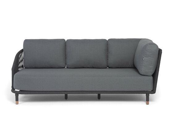 "Верона" правый-угол модуль плетеный из роупа, каркас алюминий темно-серый (RAL7024) муар, роуп темно-серый круглый, ткань темно-серая 027, L220х89, изображение 2 | Интернет магазин мебели и декора LifeDekor