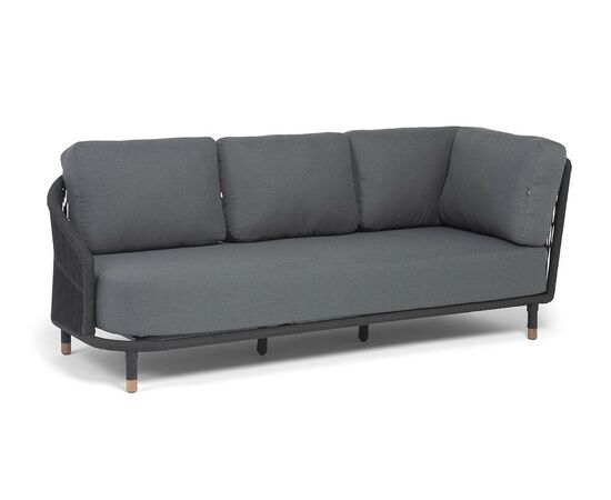 "Верона" правый-угол модуль плетеный из роупа, каркас алюминий темно-серый (RAL7024) муар, роуп темно-серый круглый, ткань темно-серая 027, L220х89, изображение 3 | Интернет магазин мебели и декора LifeDekor