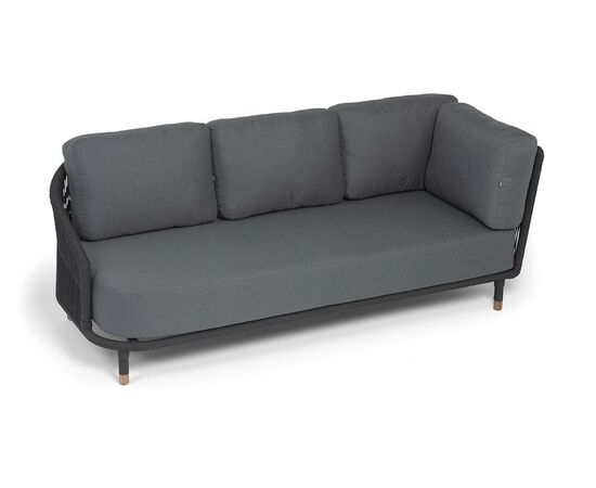 "Верона" правый-угол модуль плетеный из роупа, каркас алюминий темно-серый (RAL7024) муар, роуп темно-серый круглый, ткань темно-серая 027, L220х89, изображение 4 | Интернет магазин мебели и декора LifeDekor