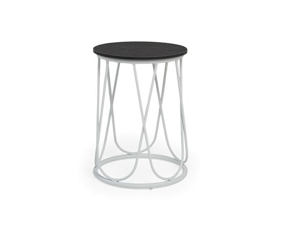 "Перу" журнальный стол из HPL круглый Ø40 H55, каркас из стали серый (RAL 7024), цвет столешницы "дуб" | Интернет магазин мебели и декора LifeDekor