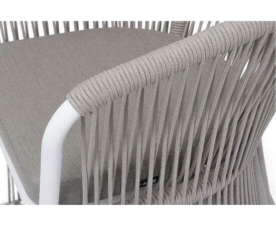 "Романо" стул плетеный из роупа, каркас алюминий белый муар, роуп бежевый круглый, ткань бежевая 15052, изображение 6 | Интернет магазин мебели и декора LifeDekor