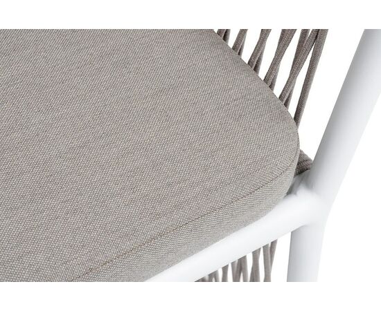 "Романо" стул плетеный из роупа, каркас алюминий белый муар, роуп бежевый круглый, ткань бежевая 15052, изображение 7 | Интернет магазин мебели и декора LifeDekor