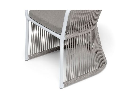 "Романо" стул плетеный из роупа, каркас алюминий белый муар, роуп бежевый круглый, ткань бежевая 15052, изображение 8 | Интернет магазин мебели и декора LifeDekor