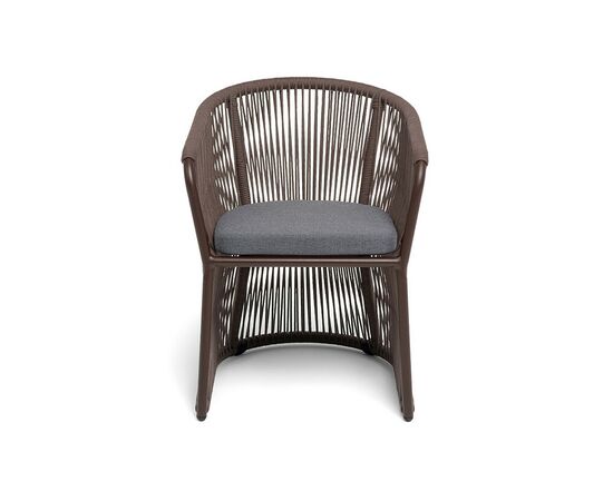 "Романо" стул плетеный из роупа, каркас алюминий коричневый (RAL8016) муар, роуп коричневый круглый, ткань темно-серая 027, изображение 3 | Интернет магазин мебели и декора LifeDekor