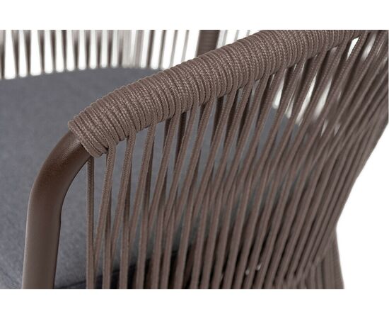 "Романо" стул плетеный из роупа, каркас алюминий коричневый (RAL8016) муар, роуп коричневый круглый, ткань темно-серая 027, изображение 6 | Интернет магазин мебели и декора LifeDekor
