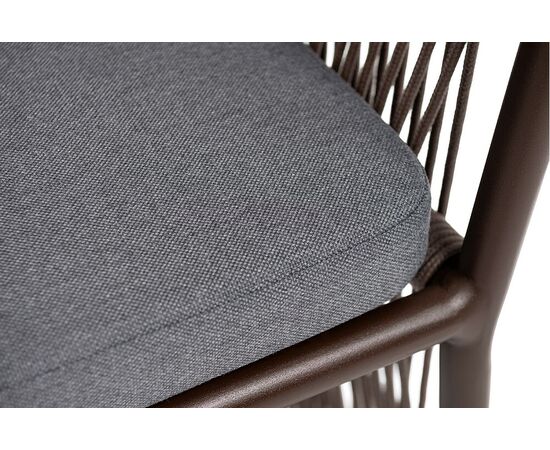 "Романо" стул плетеный из роупа, каркас алюминий коричневый (RAL8016) муар, роуп коричневый круглый, ткань темно-серая 027, изображение 7 | Интернет магазин мебели и декора LifeDekor
