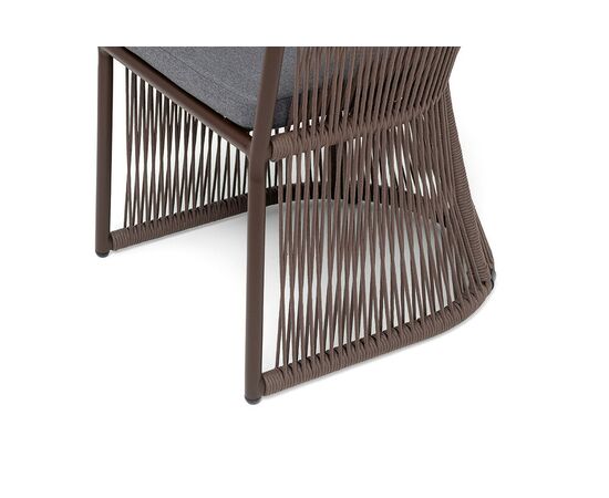 "Романо" стул плетеный из роупа, каркас алюминий коричневый (RAL8016) муар, роуп коричневый круглый, ткань темно-серая 027, изображение 8 | Интернет магазин мебели и декора LifeDekor