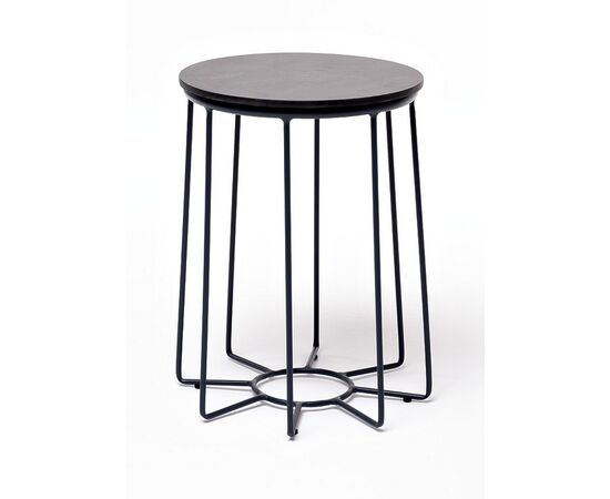 "Эквадор" журнальный стол из HPL круглый Ø40 H55, каркас из стали темно-серый (RAL 7024), цвет столешницы "серый гранит" | Интернет магазин мебели и декора LifeDekor