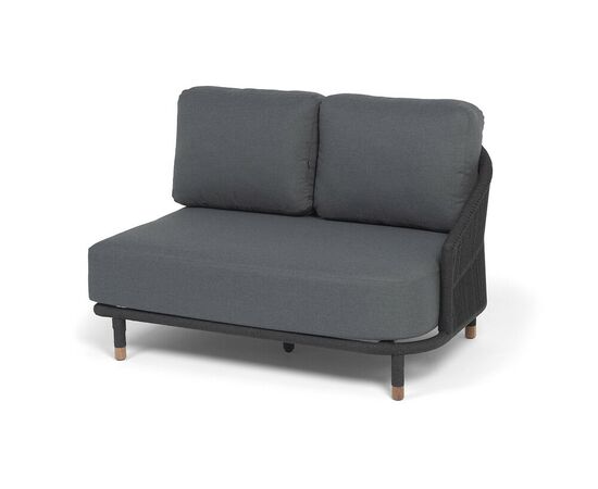 "Верона" левый модуль плетеный из роупа, каркас алюминий темно-серый (RAL7024) муар, роуп темно-серый круглый, ткань темно-серая 027, L131х89 | Интернет магазин мебели и декора LifeDekor