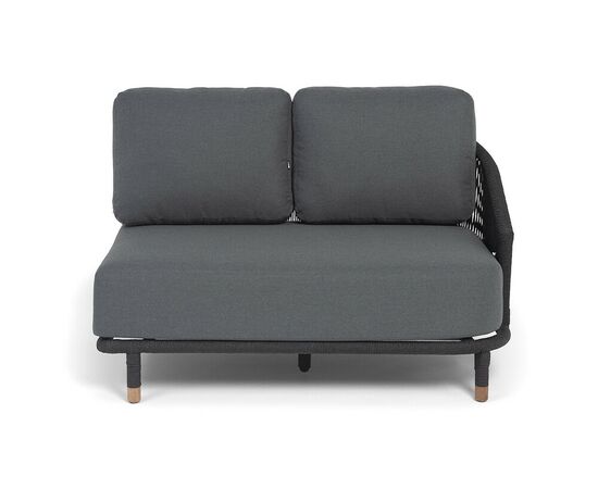 "Верона" левый модуль плетеный из роупа, каркас алюминий темно-серый (RAL7024) муар, роуп темно-серый круглый, ткань темно-серая 027, L131х89, изображение 2 | Интернет магазин мебели и декора LifeDekor