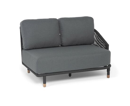 "Верона" левый модуль плетеный из роупа, каркас алюминий темно-серый (RAL7024) муар, роуп темно-серый круглый, ткань темно-серая 027, L131х89, изображение 3 | Интернет магазин мебели и декора LifeDekor