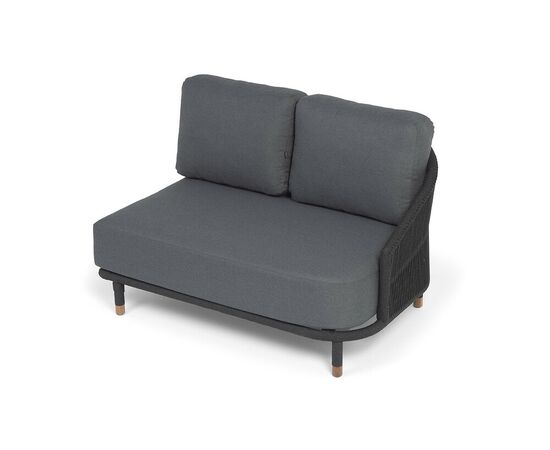 "Верона" левый модуль плетеный из роупа, каркас алюминий темно-серый (RAL7024) муар, роуп темно-серый круглый, ткань темно-серая 027, L131х89, изображение 4 | Интернет магазин мебели и декора LifeDekor