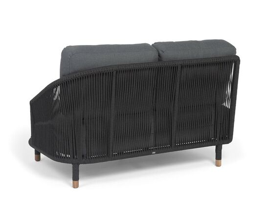 "Верона" левый модуль плетеный из роупа, каркас алюминий темно-серый (RAL7024) муар, роуп темно-серый круглый, ткань темно-серая 027, L131х89, изображение 5 | Интернет магазин мебели и декора LifeDekor