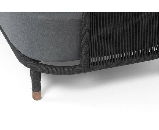 "Верона" левый модуль плетеный из роупа, каркас алюминий темно-серый (RAL7024) муар, роуп темно-серый круглый, ткань темно-серая 027, L131х89, изображение 8 | Интернет магазин мебели и декора LifeDekor