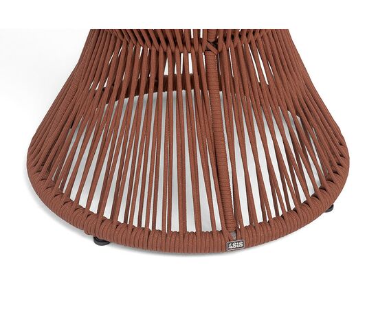 "Мадрид" журнальный стол из HPL круглый Ø50 H55, каркас из алюминия коричневый (RAL8016) муар, цвет "дуб", роуп красный (8372) круглый tex, изображение 4 | Интернет магазин мебели и декора LifeDekor