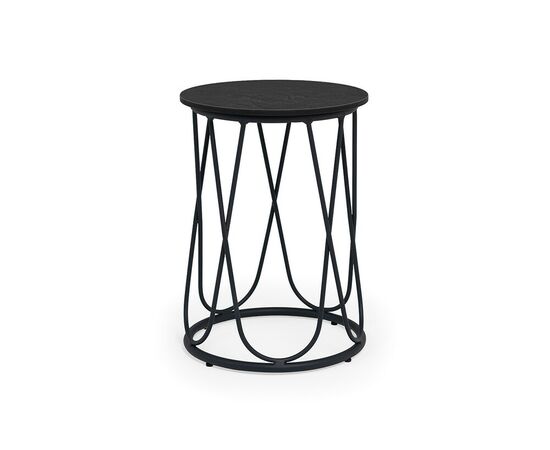 "Перу" журнальный стол из HPL круглый Ø40 H55, каркас из алюминия темно-серый (RAL 7024) муар, цвет столешницы "дуб" | Интернет магазин мебели и декора LifeDekor