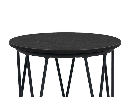 "Перу" журнальный стол из HPL круглый Ø40 H55, каркас из алюминия темно-серый (RAL 7024) муар, цвет столешницы "дуб", изображение 2 | Интернет магазин мебели и декора LifeDekor