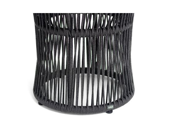 "Романо" журнальный стол из HPL круглый Ø45 H47, каркас из алюминия черный муар, цвет "черный мрамор", роуп темно серый круглый, изображение 3 | Интернет магазин мебели и декора LifeDekor