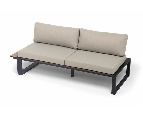 "Тулон" правый модуль, каркас алюминий, HPL "дуб", черный муар, ткань бежевая 15052 | Интернет магазин мебели и декора LifeDekor