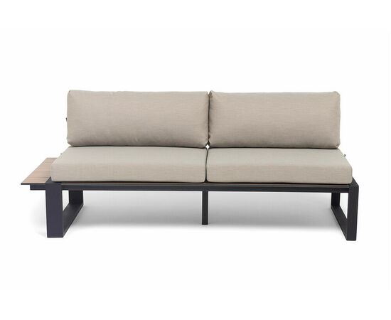 "Тулон" правый модуль, каркас алюминий, HPL "дуб", черный муар, ткань бежевая 15052, изображение 2 | Интернет магазин мебели и декора LifeDekor